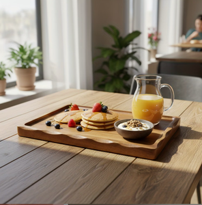 <span class=keywords><strong>Plateau</strong></span> en bois écologique et durable avec bords ondulés, adapté à la décoration de la maison, à l'utilisation en <span class=keywords><strong>cuisine</strong></span>. - Product Image 3