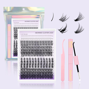 Cluster <b>Lash</b> Extension <b>Kit</b> 240 Pairs Black Cotton Stalk Reusable Lower Eyelashes DIY Tools Set - Product Image 5