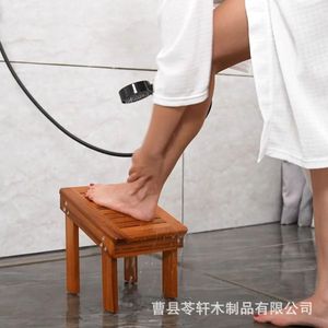 Cross-border creative wooden <b>bathroom</b> lift <b>stool</b>, <b>bathroom</b> bench, family toiletries storage rack, wooden <b>bathroom</b> footstool - Product Image 1