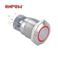 Type populaire ONPOW LAS1AGQ-11ZE 19mm 1NO1NC anneau de verrouillage interrupteur à bouton-poussoir lumineux (approuvé CE)