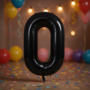 Globo de Número 0 de Mylar Negro de 40 Pulgadas, Tamaño Grande para Decoraciones de Bodas y Fiestas de Cumpleaños - Product Image 2