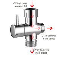 Vanne de dérivation d'eau à 3 voies en laiton chromé pommeau de douche à effet pluie Design moderne pour une utilisation en appartement une entrée deux sorties salle de bain