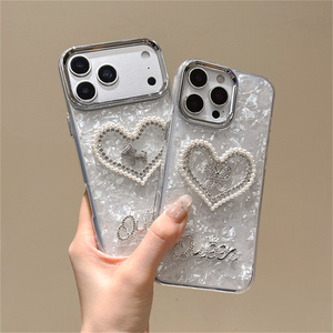 Custodia Protettiva Lusso con Perle, Strass, Cuore, Farfalla e Cavallo Iridiscente per iPhone 18 17 Pro Max 16 15 14 13 - Product Image 1