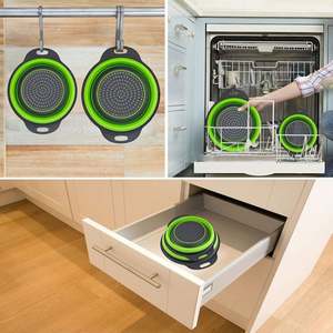 กระชอนซิลิโคนแบบพับได้ตะแกรงซิลิโคนสำหรับอ่างล้างจานสำหรับผักและผลไม้แบบพับได้ - Product Image 4