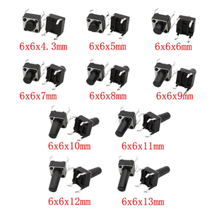 200 Stks/doos 6X6Mm Micro-Push Tact <span class=keywords><strong>Switch</strong></span> Kit 6X6X4.3Mm-13Mm Mini Tactiele Toggle Touch Knop Pcb Momentary <span class=keywords><strong>Dip</strong></span> 4pin Drukknop - Product Image 4