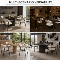 Chaise de salle à manger moderne de style nordique avec dossier incurvé, revêtement en tissu bouclé, chaise d'appoint en tissu sherpa avec pieds en métal noir pour restaurant