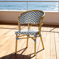 Nouvelle conception de chaise française d'extérieur empilable, chaise de jardin, chaise de jardin bleue, chaise de restaurant commercial, chaise de bistrot
