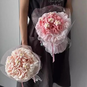 Ramo de Flores Tejidas a Mano <span class=keywords><strong>para</strong></span> el Día de la Mujer, 8 de Marzo, con Claveles y Rosas, Regalo <span class=keywords><strong>para</strong></span> <span class=keywords><strong>Niñas</strong></span>, Mamás y San Valentín - Product Image 4