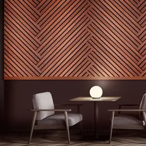 Miễn phí Mẫu gỗ hoặc melamine kết thúc cách âm trang trí nội thất Polyester gỗ Veneer thành phần thanh Acoustic Panel tường