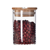 Bocaux de conservation en verre borosilicate de haute qualité avec couvercles en bambou, modernes, soufflés à la main, écologiques, compatibles lave-vaisselle, hermétiques