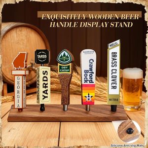Support de table pour 5 poignées de bière pression, filetage standard 3/8"-16, en noyer, pour bar, amateurs de bière (support seul) - Product Image 1
