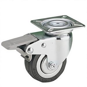 ROCARR OFFICINE MECCANICHE OMEGNESI 2150130 Rueda Giratoria Negra con Freno, Placa Negra, Acero Sólido, Polipropileno, Goma, Antipinchazos - Product Image 1