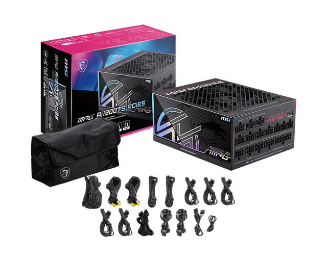 2026 New MSI MPG Ai1300TS PCIE5 1300W 80plus Titanium Power Supply PCIe5.1 & ATX3.1 Ready Full Modular PSU Supports RTX 50series