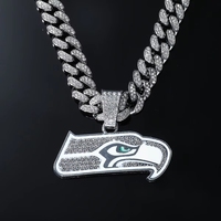 Pendentif Aigle en Alliage Personnalisé Émail Blanc Ligne Épurée Plaqué Or 14K Style Hip Hop Bling Bling Chaîne Cubaine Unisexe pour Fête Football