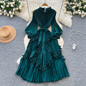 Vestidos Mujer Dama Elegante Modesto <span class=keywords><strong>Issey</strong></span> <span class=keywords><strong>Miyake</strong></span> <span class=keywords><strong>Vestido</strong></span> Plisado 3D Ruffle Linterna Manga Vestidos Plisados Mujeres Casual - Product Image 4