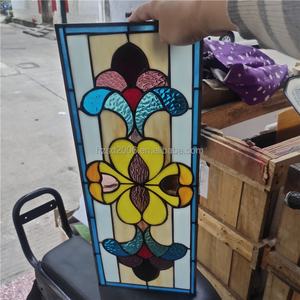 Vitrail Tiffany style chinois pour portes et fenêtres, motif floral, soudure en étain - Product Image 5