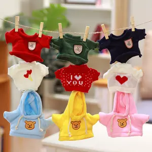 Ucuz Mini oyna Pretend isteğe özel peluş oyuncak oyuncak bebek giysileri aksesuarları dolması bebek ayı DIY elbise Hoodies lalafanfan giysileri