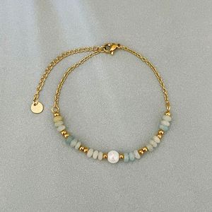 Wholesale <b>Tiger</b> <b>Eye</b> Stone & Simulated Pearl <b>Bracelet</b>, Stainless Steel Beaded Chain, Minimalist Dainty Jewelry for Women - Product Image 6