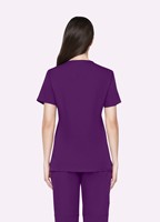 Seragam Kerja V-Neck Custom Pabrik untuk Perawat dan Dokter, Bahan Twill, Bernapas, Nyaman, Banyak Kantong, Custom