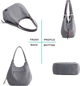 Eco-Friendly Canvas Shoulder Tote <b>Bag</b> Women With Custom Logo and Large Capacity for Shopping - Product Image 4