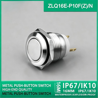 LANBOO Tombol Tekan Stainless Steel 16mm (1NO) Tipe Latching Momentary LED IP65 12A 12V/220V Peralatan Rumah Tangga Elektronik Termasuk