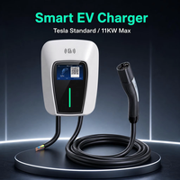 Borne de recharge murale intelligente pour VE 11 kW 48 A avec contrôle WiFi via l'application Tuya et activation par carte RFID, câble NACS de 6 m pour usage résidentiel
