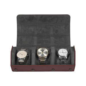 New 5 màu da nhung lục giác ba đồng hồ du lịch trường hợp Organizer Box với nút - Product Image 5