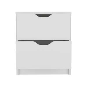 Double Drawer Nightstand 19 In H White <b>Bedside</b> <b>Table</b> Storage Drawers - Product Image 4