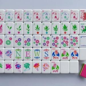 Fichas de Mahjong Americanas Color Rosa, para Uso Doméstico, Set de Regalo, Bolsa de Almacenamiento, Fichas Hechas a Mano, Set de Mahjong de Cristal de Alta Gama - Product Image 6