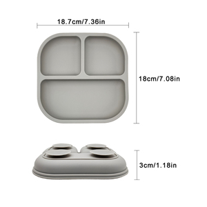 Assiette bébé en silicone, vaisselle pour enfants, bol à ventouse, sans BPA, plat divisé, incassable, écologique, utilisable au micro-ondes - Product Image 3