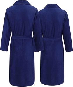 Customized <b>Kimono</b> Collar Adult <b>Men's</b> 100% Cotton Velour Breathable Warm Long Sleeve Bathrobe with Front Logo - Product Image 2