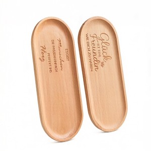 Plateau ovale en bois de hêtre massif 23x10x1,5cm, plateau de service personnalisable pour le petit-déjeuner, les fruits, les desserts, le café - Product Image 4
