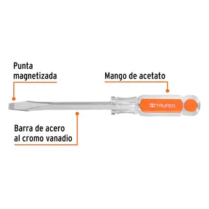 Destornillador plano BOX 6, 5/16 x 5', mango de acetato con eje cuadrado - Product Image 1