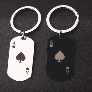 New <b>playing</b> <b>card</b> stainless steel military brand keychain high-end niche necklace pendant jewelry - Product Image 1