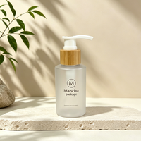 Botol Pompa Lotion Plastik PET Tebal Berlapis Embun dengan Cincin Bambu & Pompa PP untuk Kemasan Kosmetik Perawatan Kulit, Sampo, Sabun Mandi