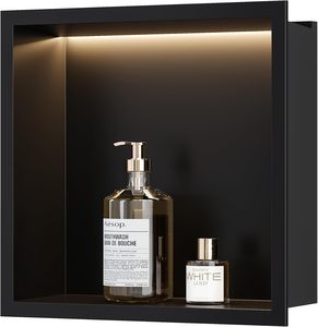 נישת מקלחת נירוסטה 30.5x30.5x10 ס\\\"מ ללא צורך באריחים, נישת מקלחת עם תאורת לד, נישת קיר שקועה לאחסון בחדר אמבטיה - Product Image 1