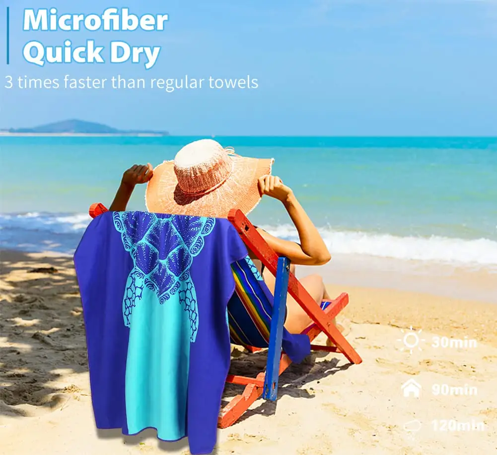 Free Sample Wholesale Microfiber Large Oversized Customized Printed Cotton Beach Towels