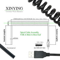 Kabel USB Spiral Pigtail Kustom 4-Core AWG22 Terlindung Berisolasi PU Ekstra Tebal OD 5.0mm Fleksibel Spiral 2m untuk Printer IOS