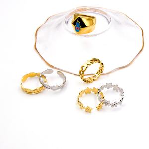 18K Gold PVD Plated 316 Stainless Steel <b>Rings</b> Finger Chunky Wedding <b>Statement</b> Jewelry <b>Ring</b> for Women - Product Image 1