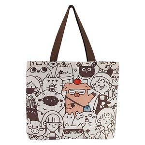 Bolsa <span class=keywords><strong>de</strong></span> Hombro <span class=keywords><strong>de</strong></span> Lona con Estampado <span class=keywords><strong>de</strong></span> Dibujos Animados para Mujer, Gran Capacidad, Cierre <span class=keywords><strong>de</strong></span> Cremallera, Nueva Bolsa <span class=keywords><strong>de</strong></span> Lona para Estudiantes - Product Image 5