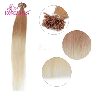 KSWIGS Estética 12-28 Pulgadas |   Rubio Besado por el Sol / Marrón |   Extensiones de Cabello Humano Virgen con Punta en U para un Volumen Estilo Coreano - Product Image 5