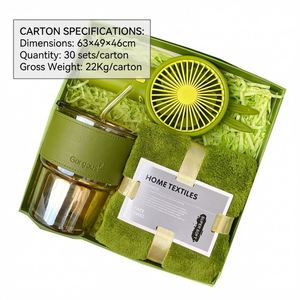 Bulk Wholesale Summer <b>Gift</b> Set Mini Handheld Fan Glass Cup Towel Wedding Set Custom Logo Factory Price Beach Travel Daily Use - Product Image 3