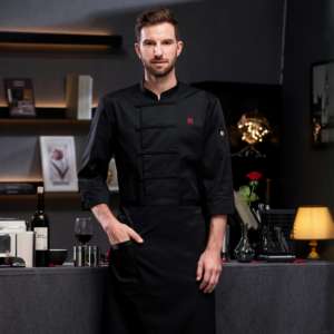 Personal de catering de alta gama restaurante de comida rápida/cafetería/salón/panadería cocina Chef uniforme personalizado negro mujeres - Product Image 6