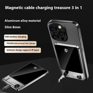 Nouvelle <span class=keywords><strong>batterie</strong></span> <span class=keywords><strong>externe</strong></span> magnétique ultra-fine PD 15W haute capacité 5000-10000mAh, charge sans fil Type-C, Li-Polymère, LED - Product Image 1