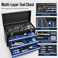 Ensemble d'outils mécaniques de réparation automobile en acier au carbone personnalisable OEM de 408 pièces, avec clés à douille 1/2, 3/8, 1/4, 72T et coffret