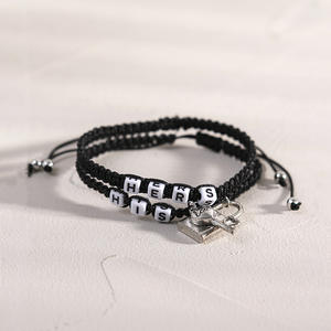 2 Pcs/Set Charm Lock and Key Couple Bracelet Amitié Meilleur Ami BFF Bracelet Set Hers Symbol Pendent Bracelet - Product Image 1