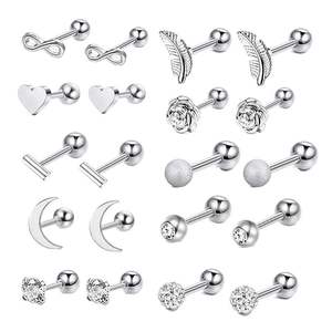 Yw 18 Stks/set Lot 316L Rvs Neus Ring Set Lip Labret Tong Piercings Lot 16G Wenkbrauw Oor Helix piercing Sieraden - Product Image 4