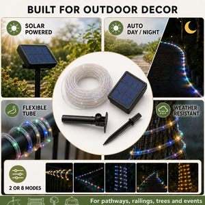 Luces LED <span class=keywords><strong>Solares</strong></span> en Tira, 12 m 100 LEDs o 32 m 300 LEDs, 8 Modos para Decoración Exterior, Venta al Por Mayor - Product Image 2