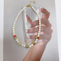 Mode femme bijoux perle perles tasse argent sac sourire caméra champignon pendentifs collier bijoux pour femmes hommes accessoires