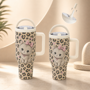Gobelet isotherme en acier inoxydable personnalisé avec motif animal de dessin animé et poignée, idéal pour les voyages (vente en gros) - Product Image 1
